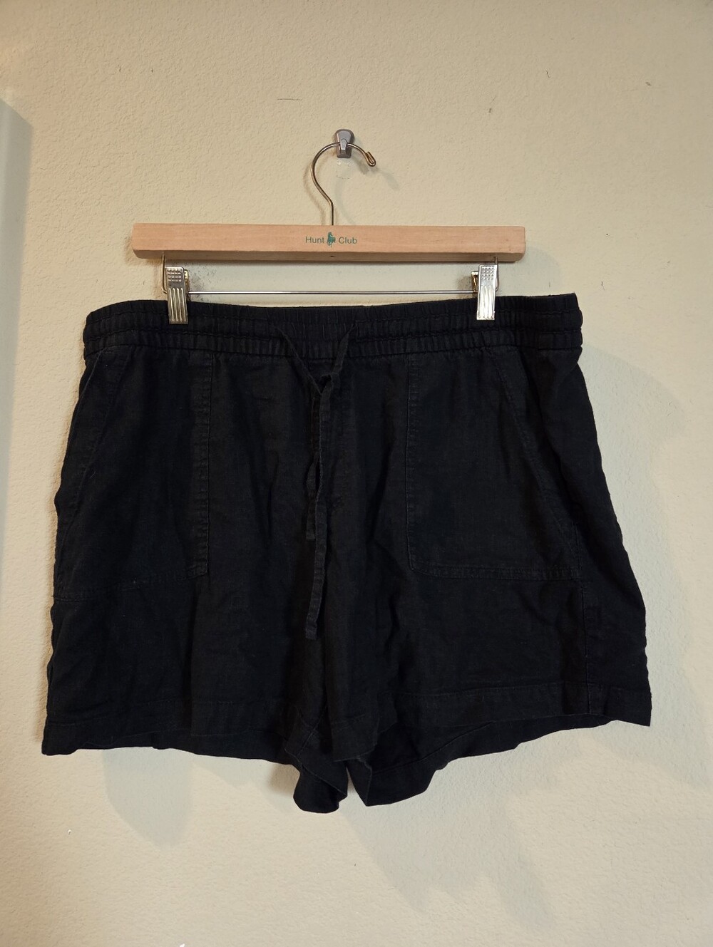 Old Navy Black Linen Blend Drawstring Casual Shorts